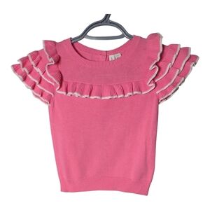 Janie and Jack Ruffle Trim Sweater Top Bubblegum‎ Pink Size 3